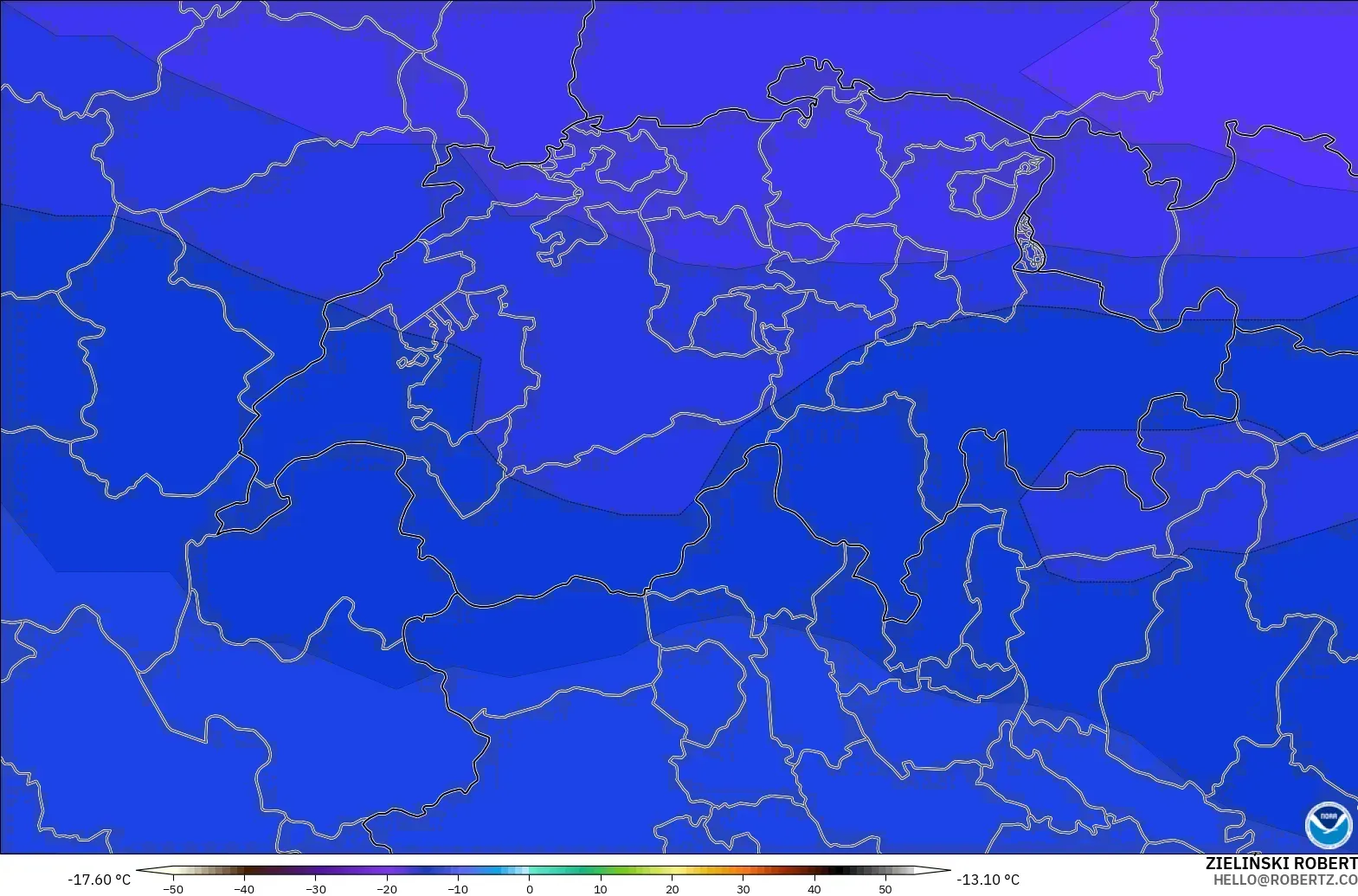 GFS model - İsviçre, 500 hPa Sıcaklık