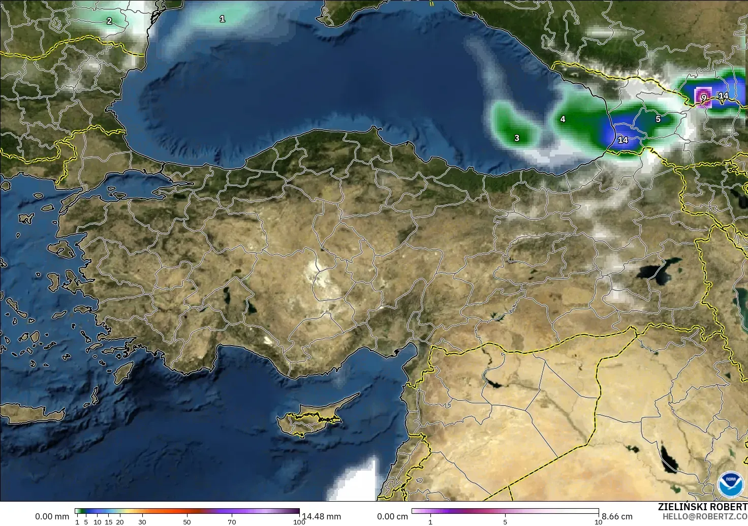 GFS model - Türkiye, Yağış, Bulut ve Basınç