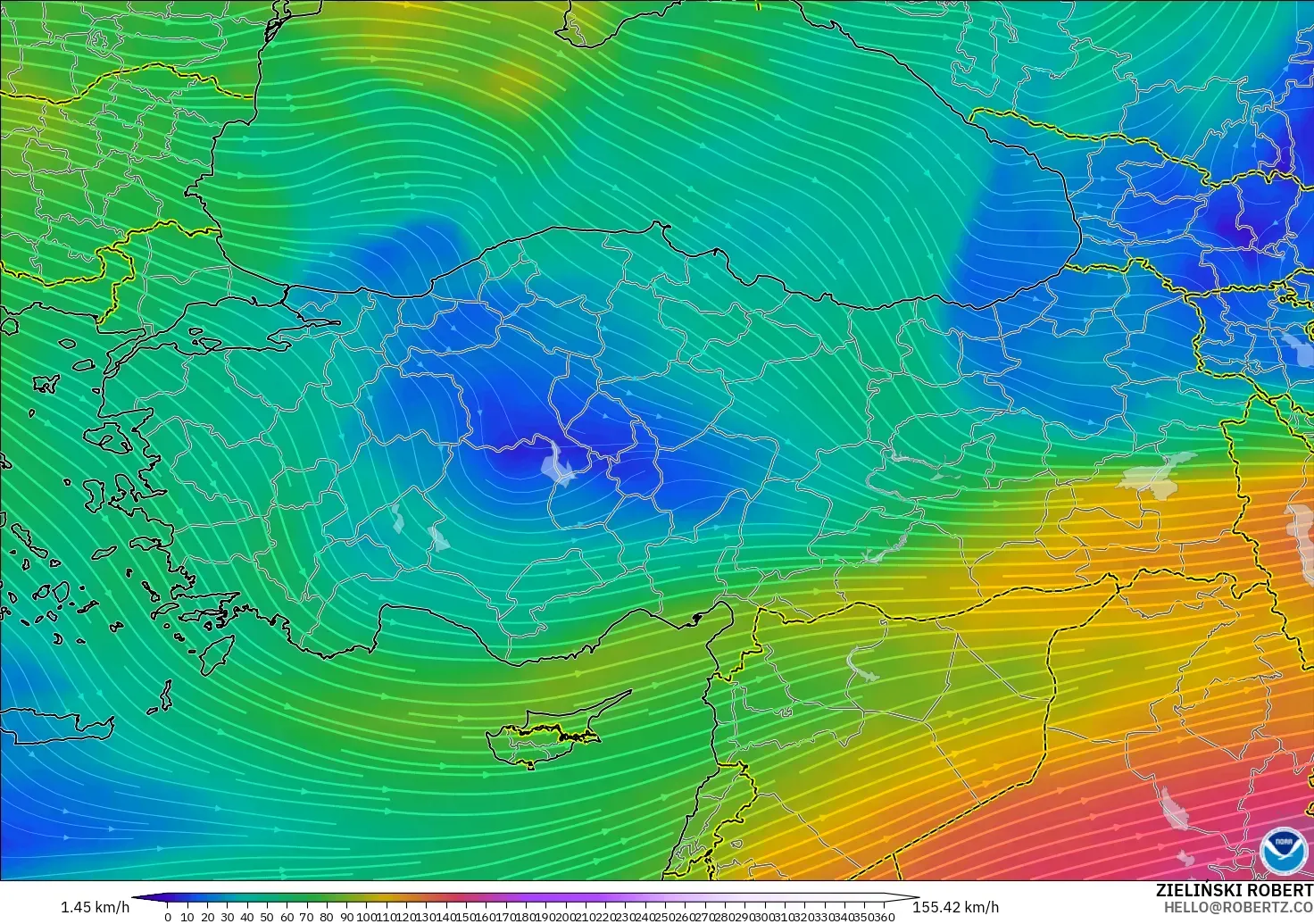 GFS model - Türkiye, 300 hPa Rüzgârı (jet)