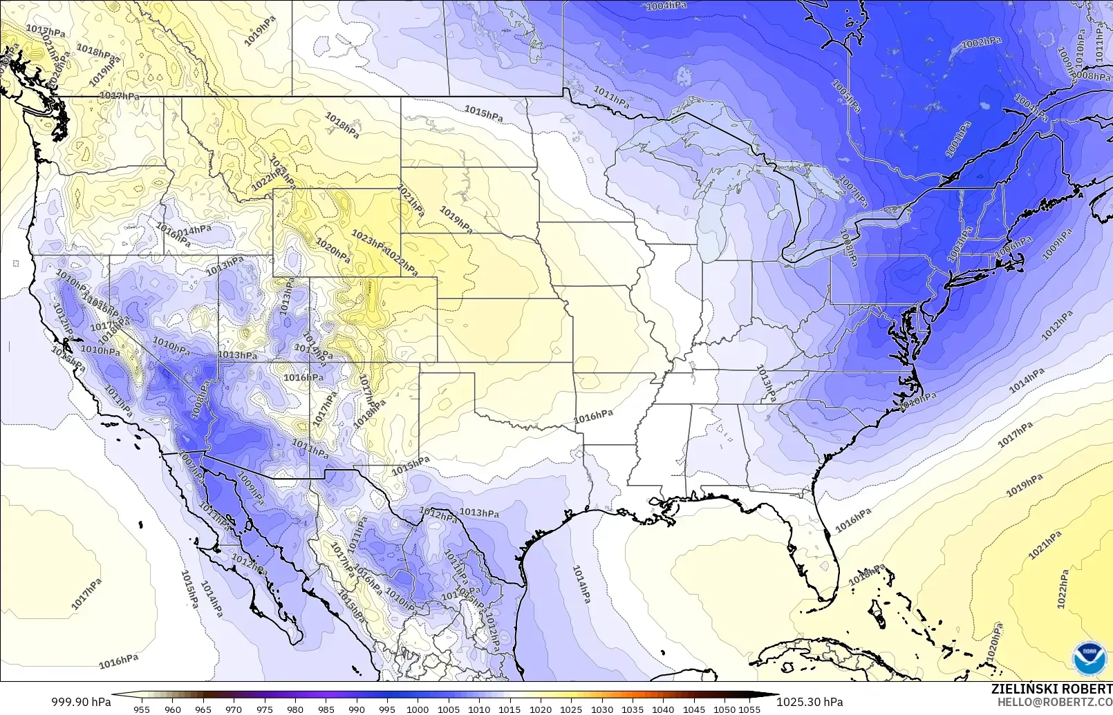 GFS model - Amerika Birleşik Devletleri, Basınç