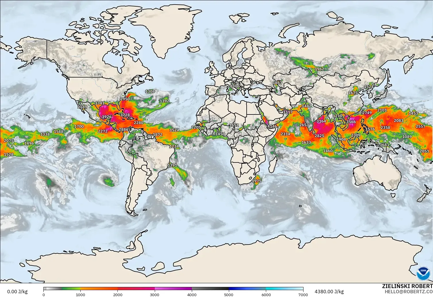 GFS model - Dünya, CAPE