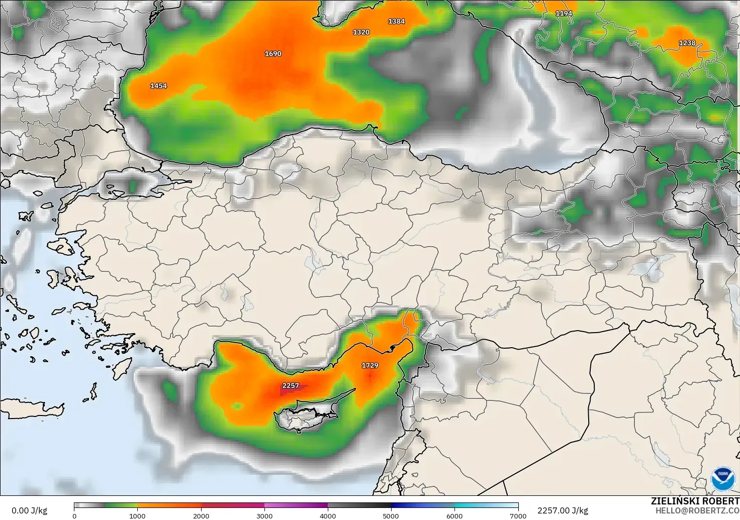 GFS model - Türkiye, CAPE