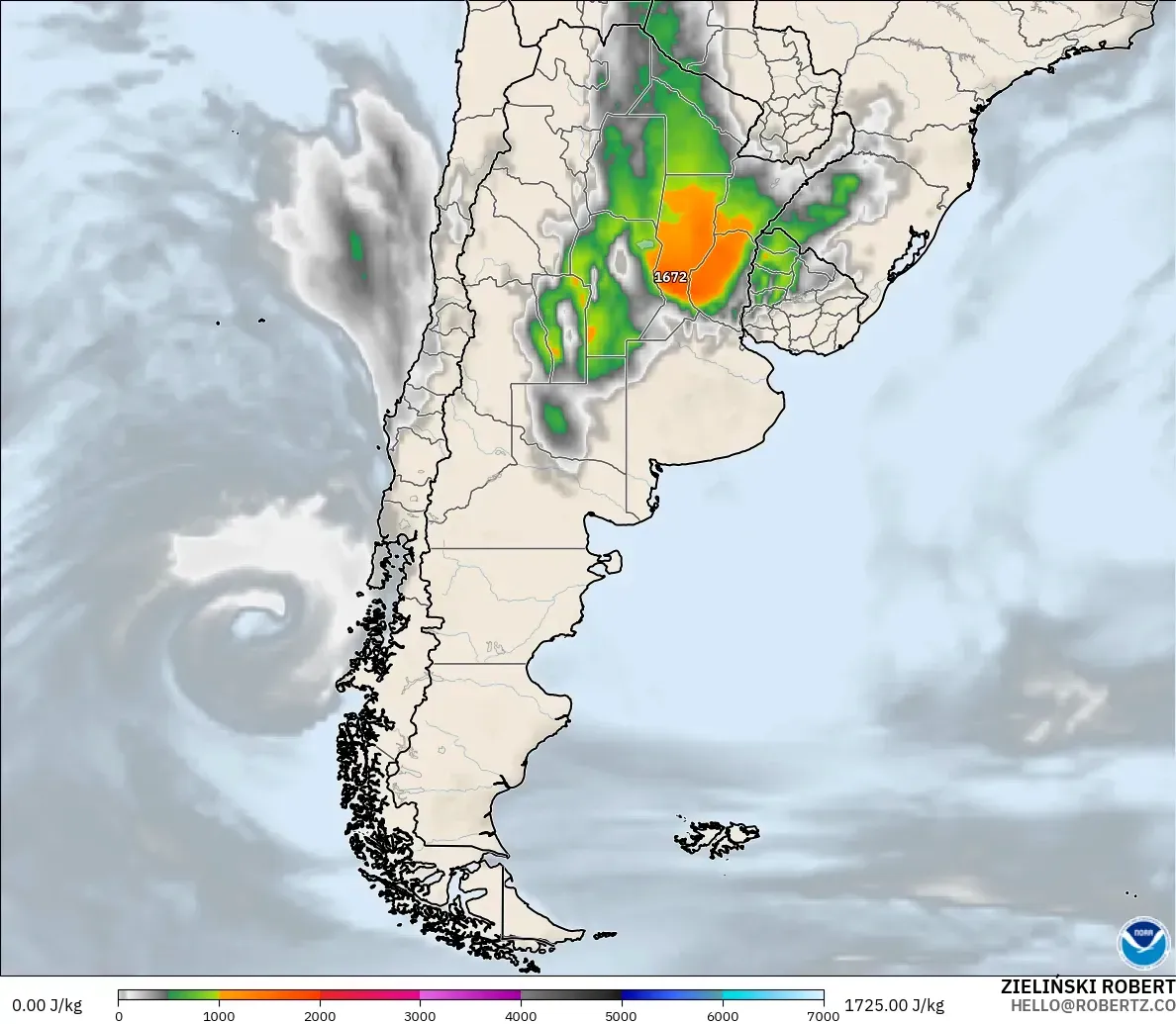 GFS model - Arjantin, CAPE