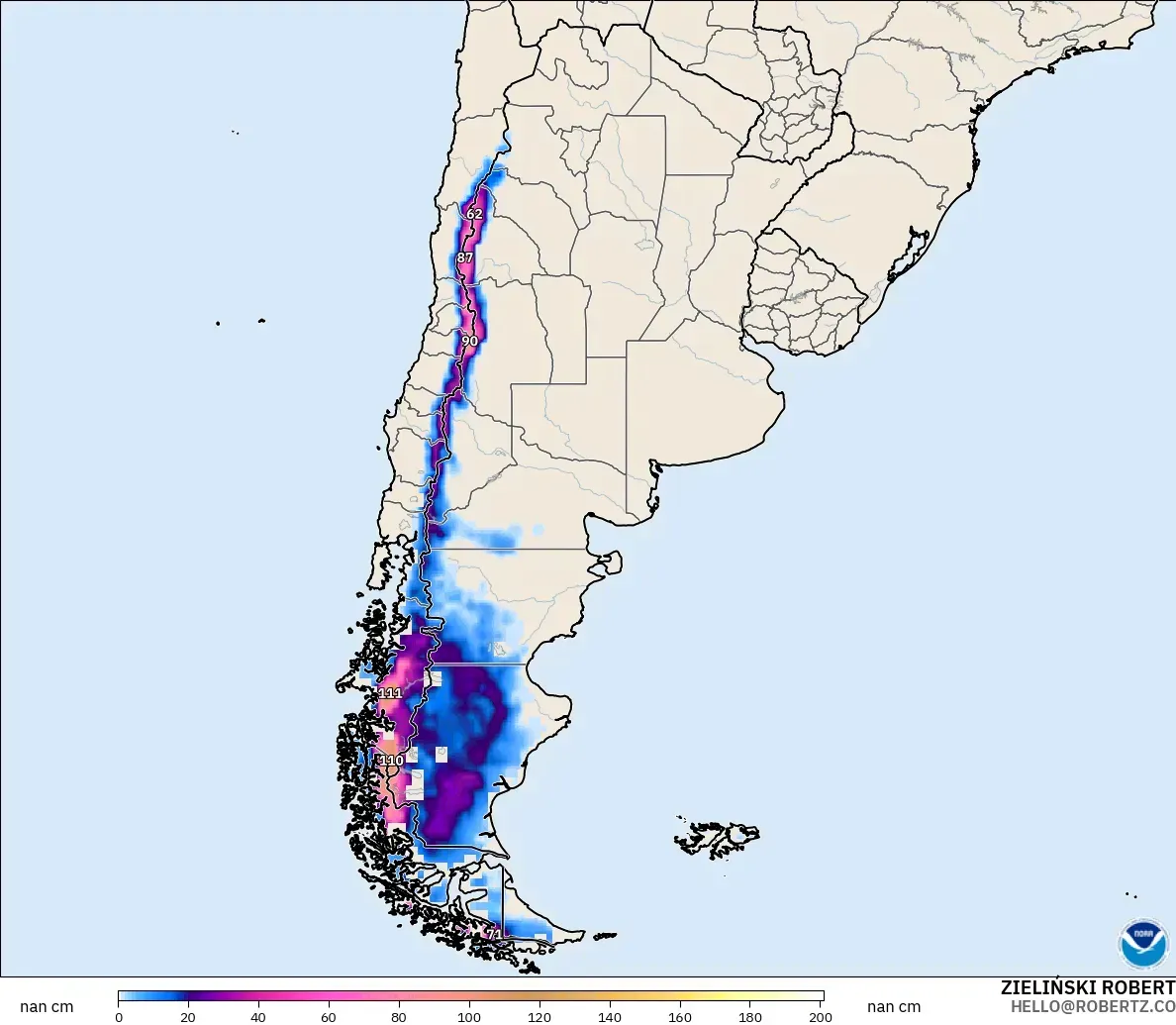 GFS model - Arjantin, Kar Kalınlığı
