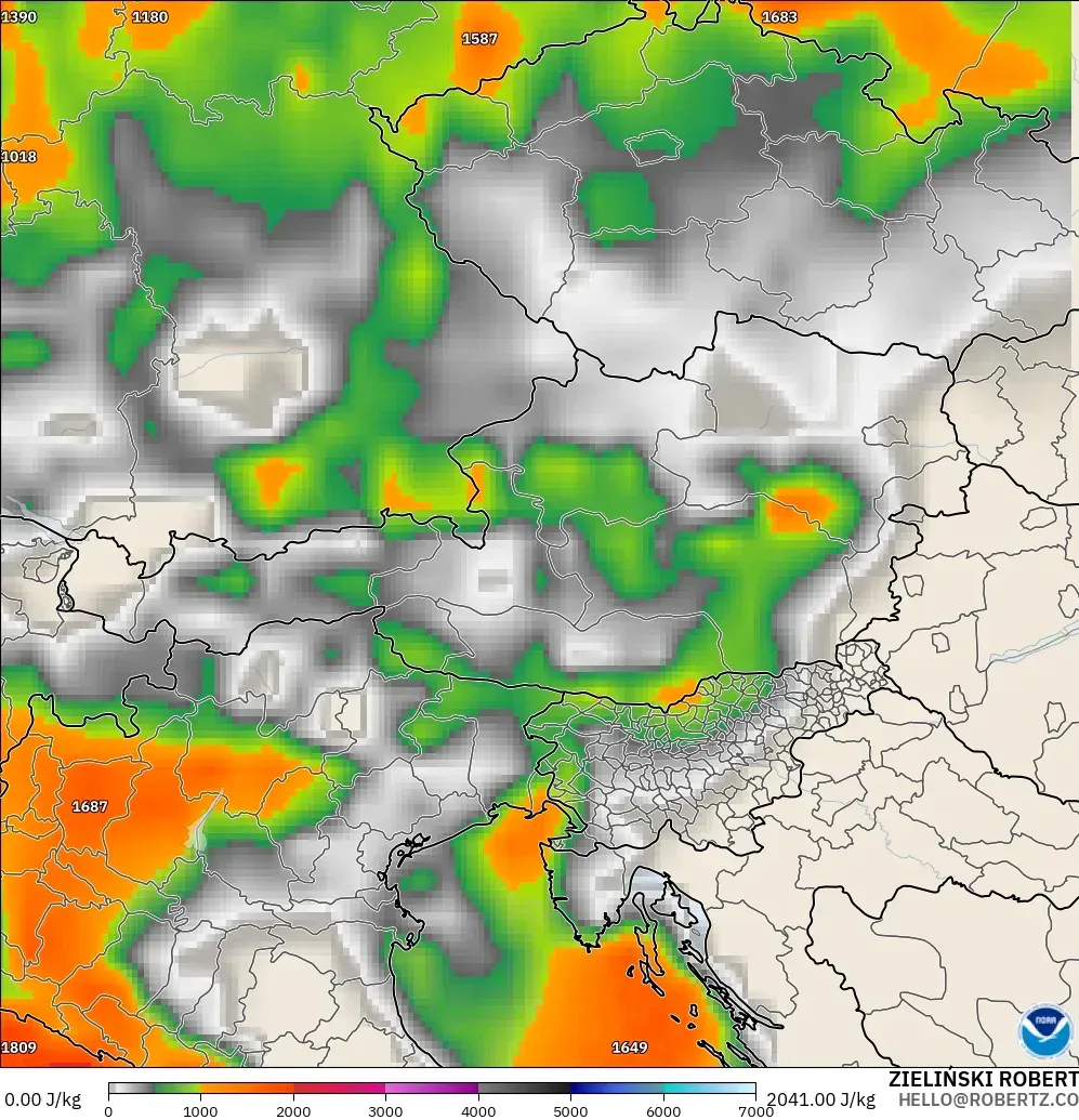 GFS model - Avusturya, CAPE