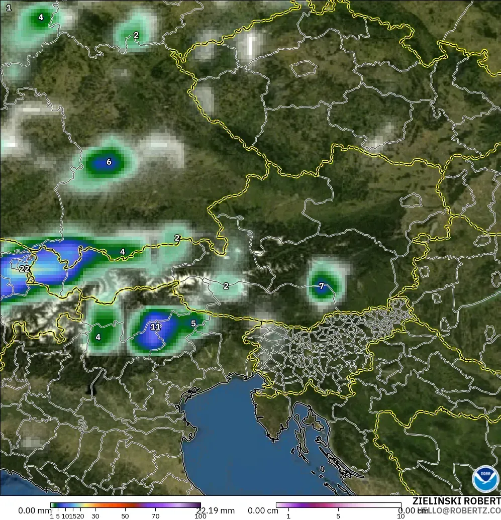 GFS model - Avusturya, Yağış, Bulut ve Basınç