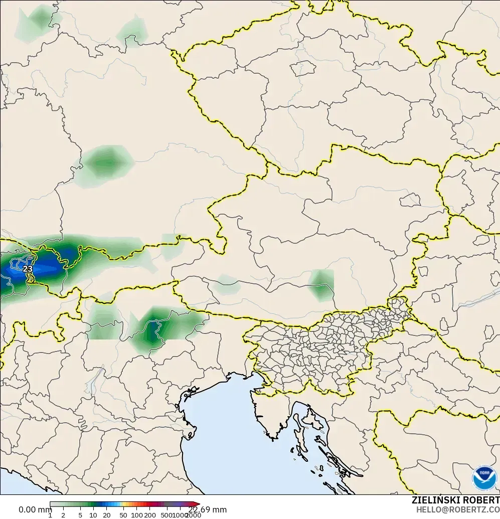 GFS model - Avusturya, Yağış Birikimi