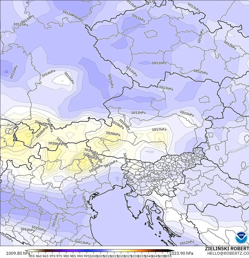 GFS model - Avusturya, Basınç