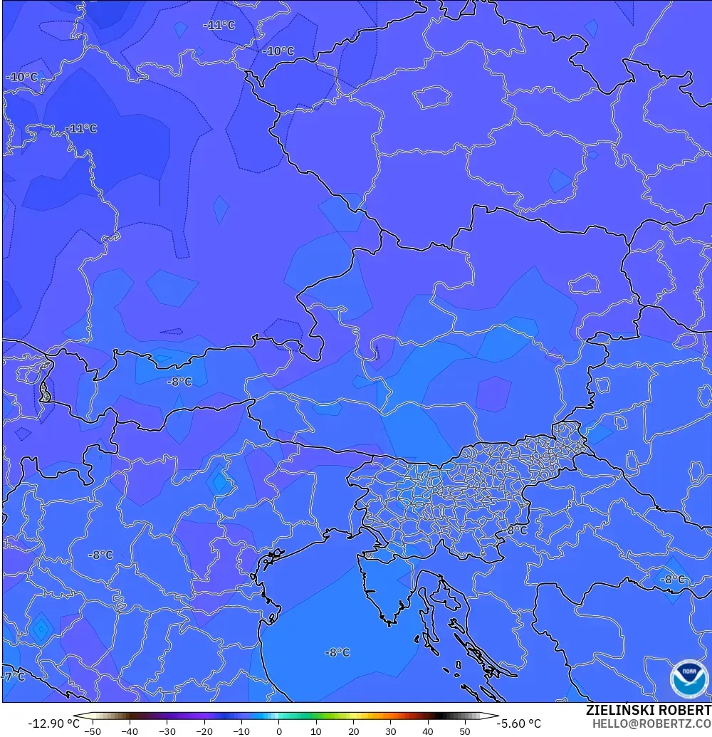 GFS model - Avusturya, 500 hPa Sıcaklık