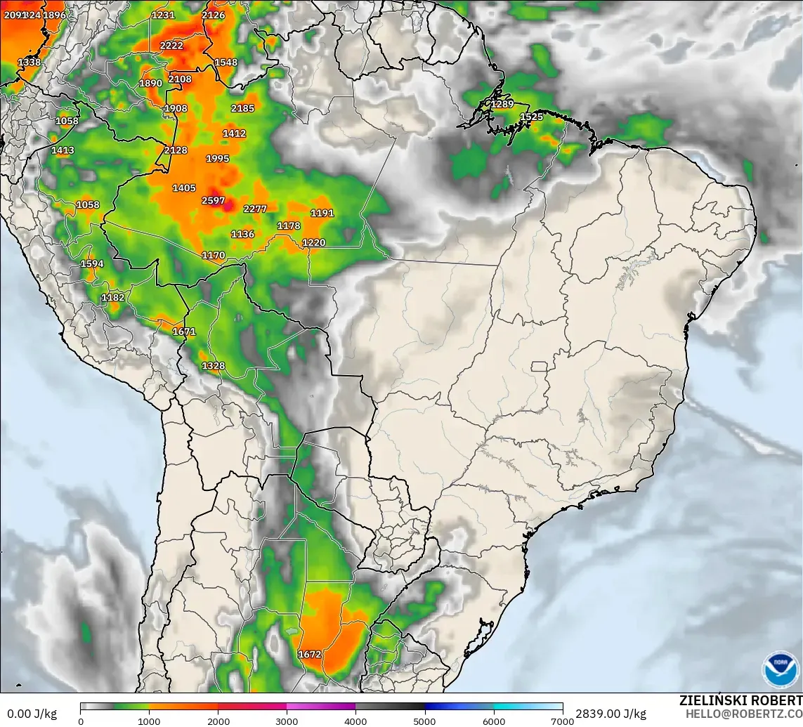 GFS model - Brezilya, CAPE