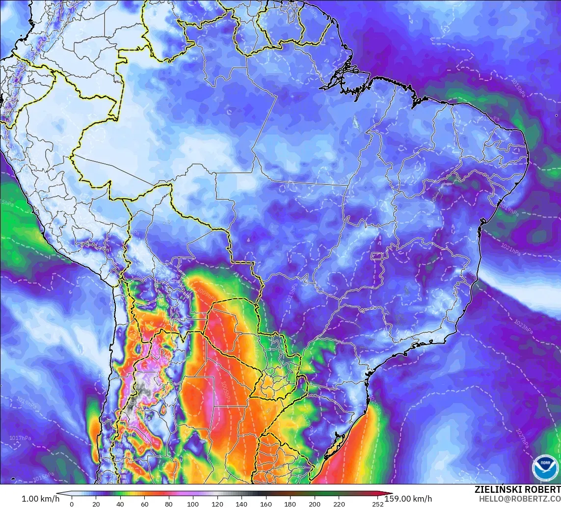 GFS model - Brezilya, Rüzgâr Esintileri
