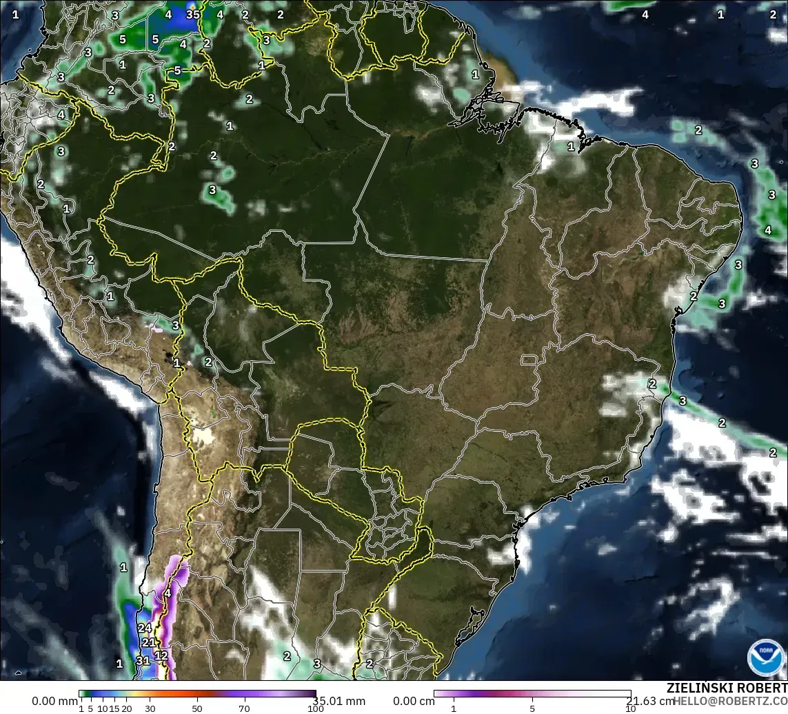 GFS model - Brezilya, Yağış, Bulut ve Basınç