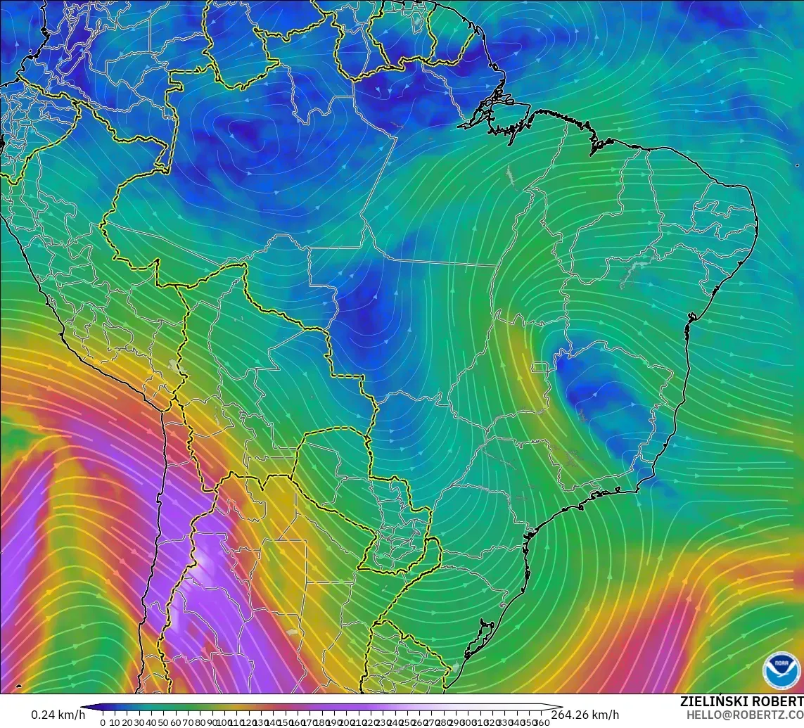 GFS model - Brezilya, 300 hPa Rüzgârı (jet)