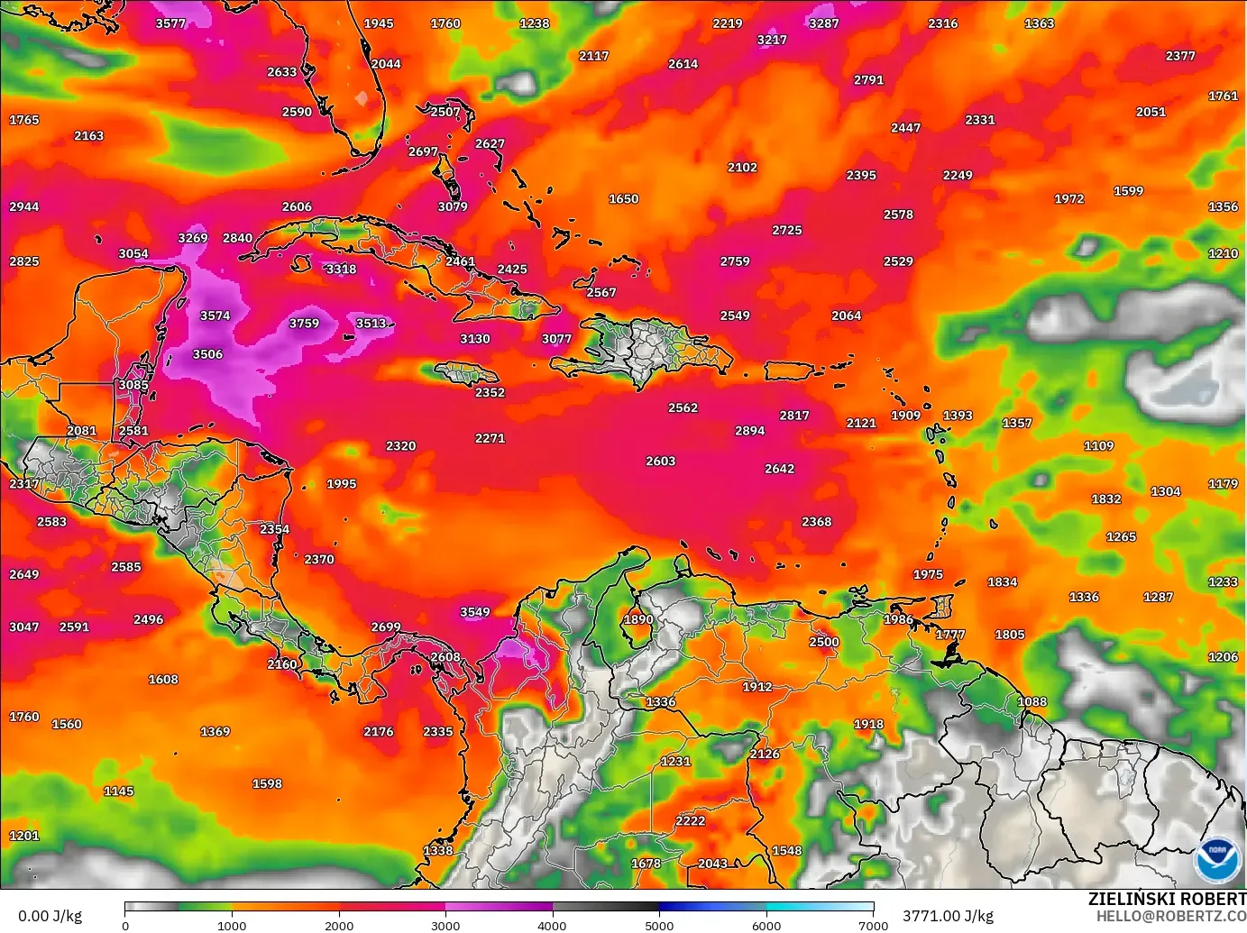 GFS model - Karayipler, CAPE