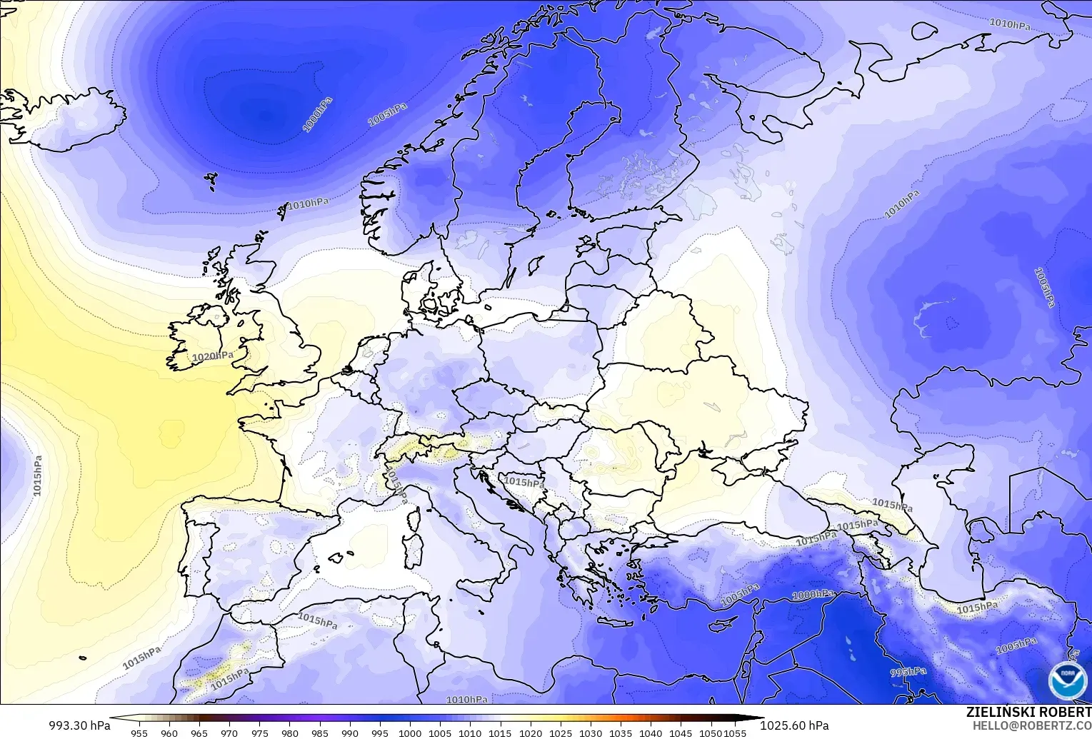 GFS model - Avrupa, Basınç