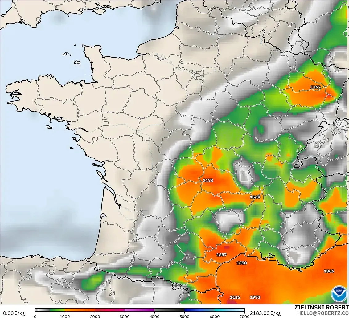 GFS model - Fransa, CAPE