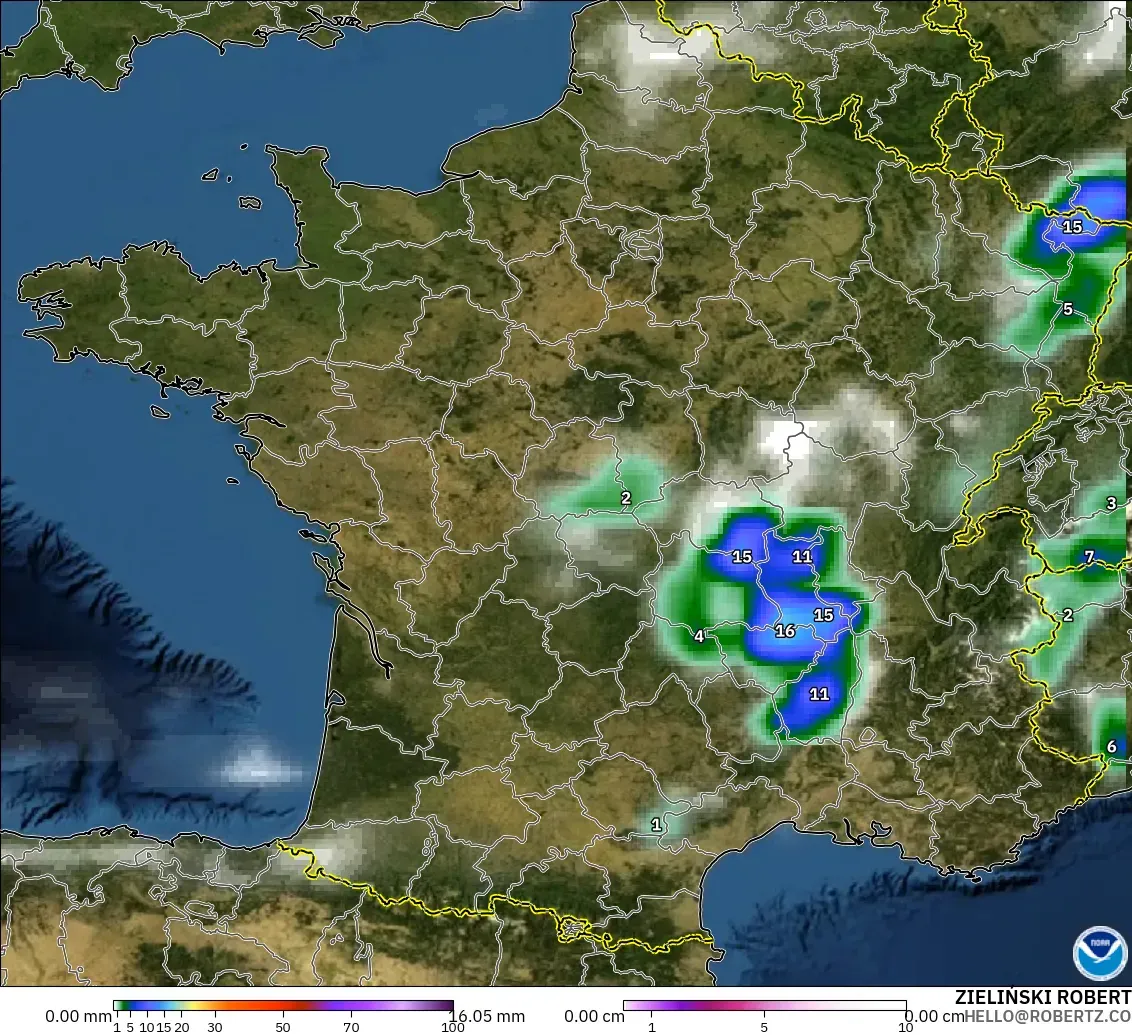 GFS model - Fransa, Yağış, Bulut ve Basınç