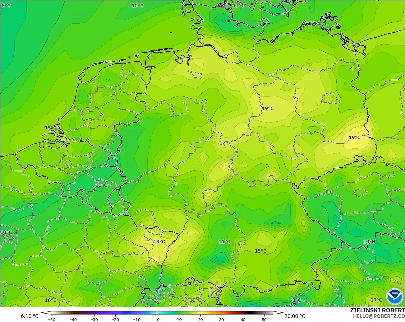 GFS model - Almanya, 2 m Çiy Noktası
