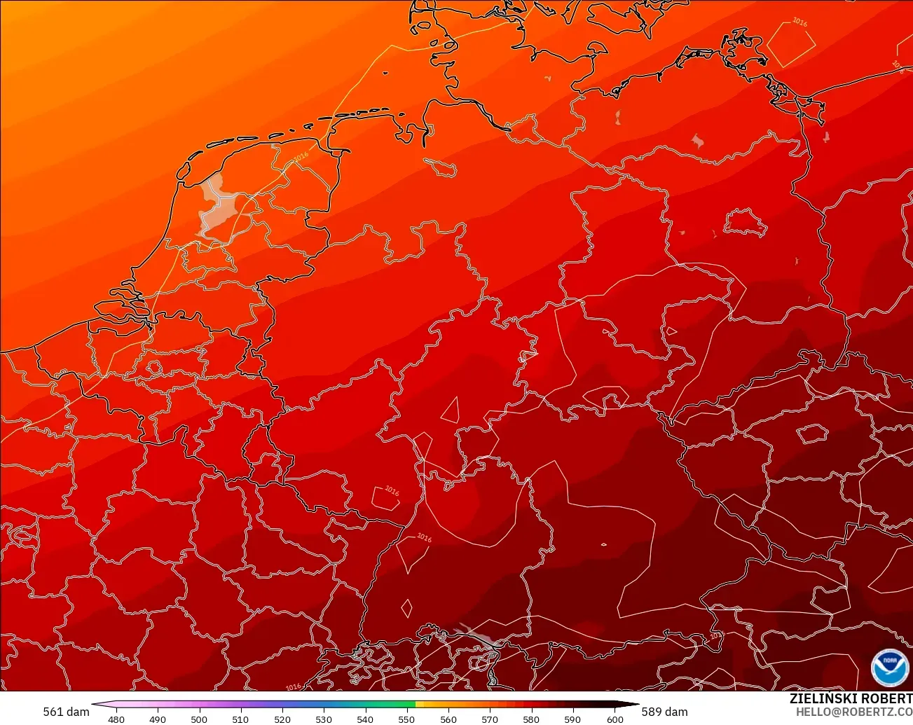 GFS model - Almanya, 500 hPa’da jeopotansiyel yükseklik