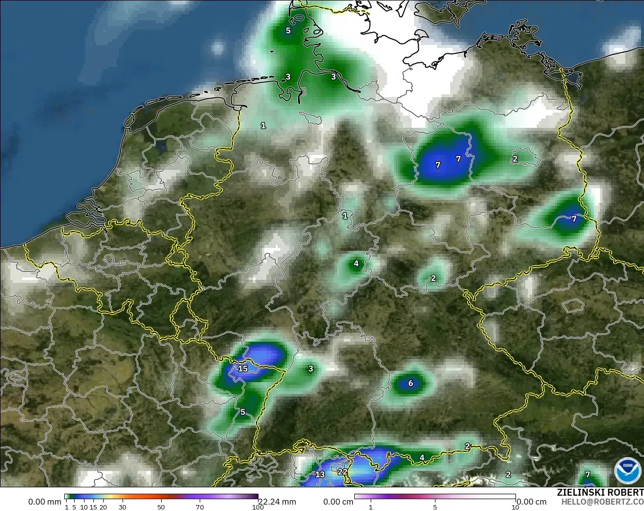 GFS model - Almanya, Yağış, Bulut ve Basınç
