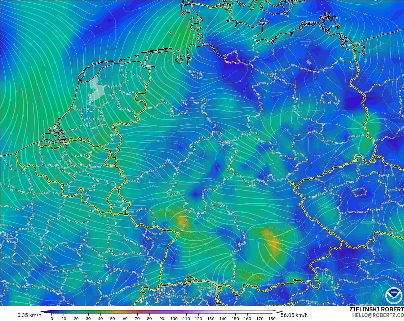 GFS model - Almanya, 10 m Rüzgâr