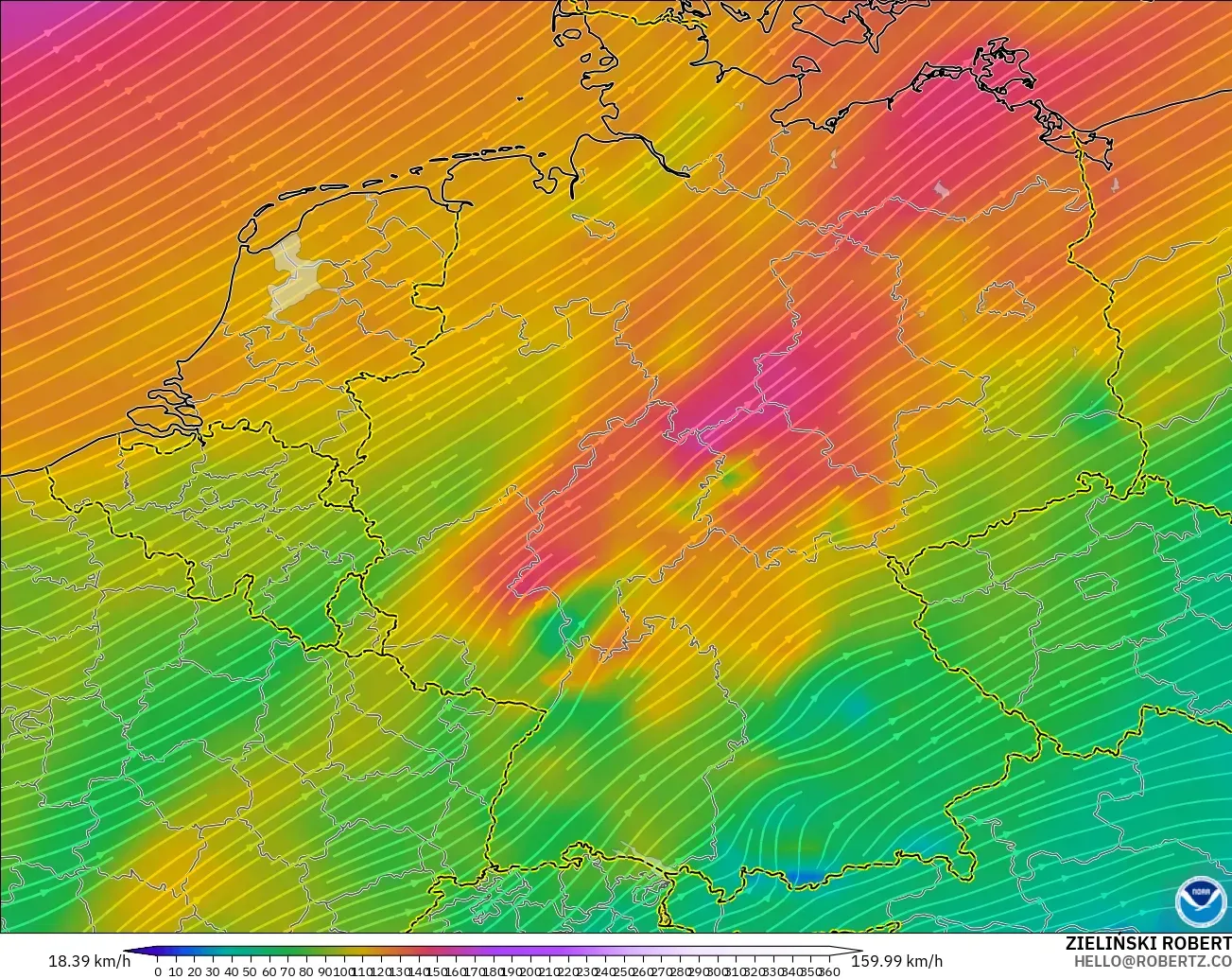 GFS model - Almanya, 300 hPa Rüzgârı (jet)
