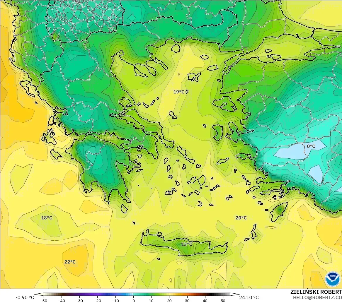 GFS model - Yunanistan, 2 m Çiy Noktası