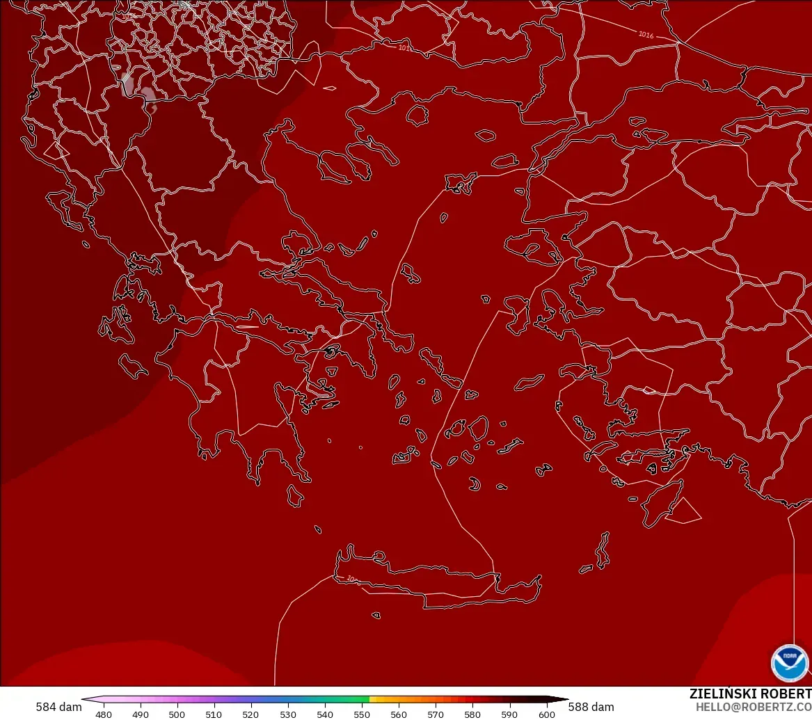 GFS model - Yunanistan, 500 hPa’da jeopotansiyel yükseklik