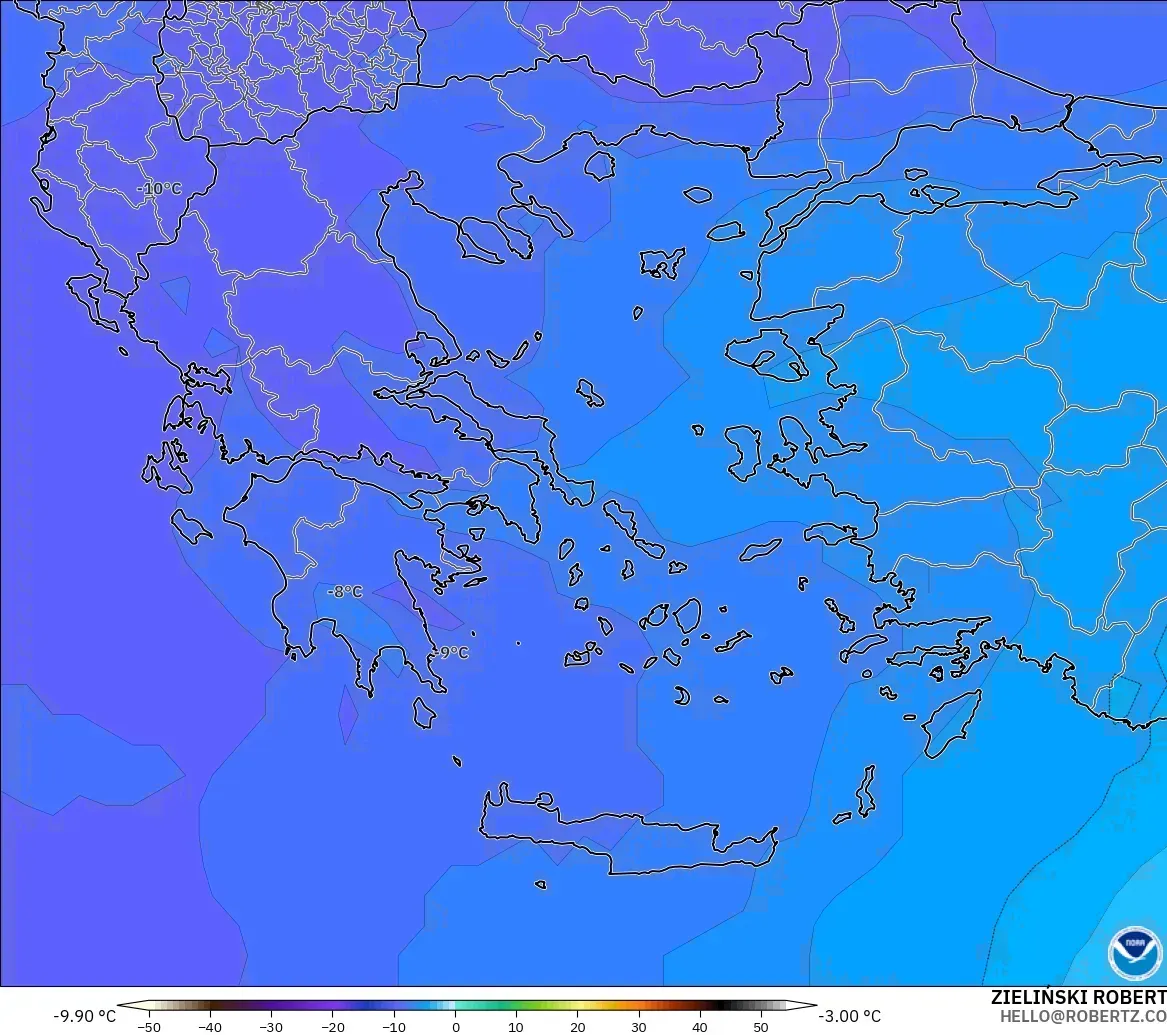 GFS model - Yunanistan, 500 hPa Sıcaklık