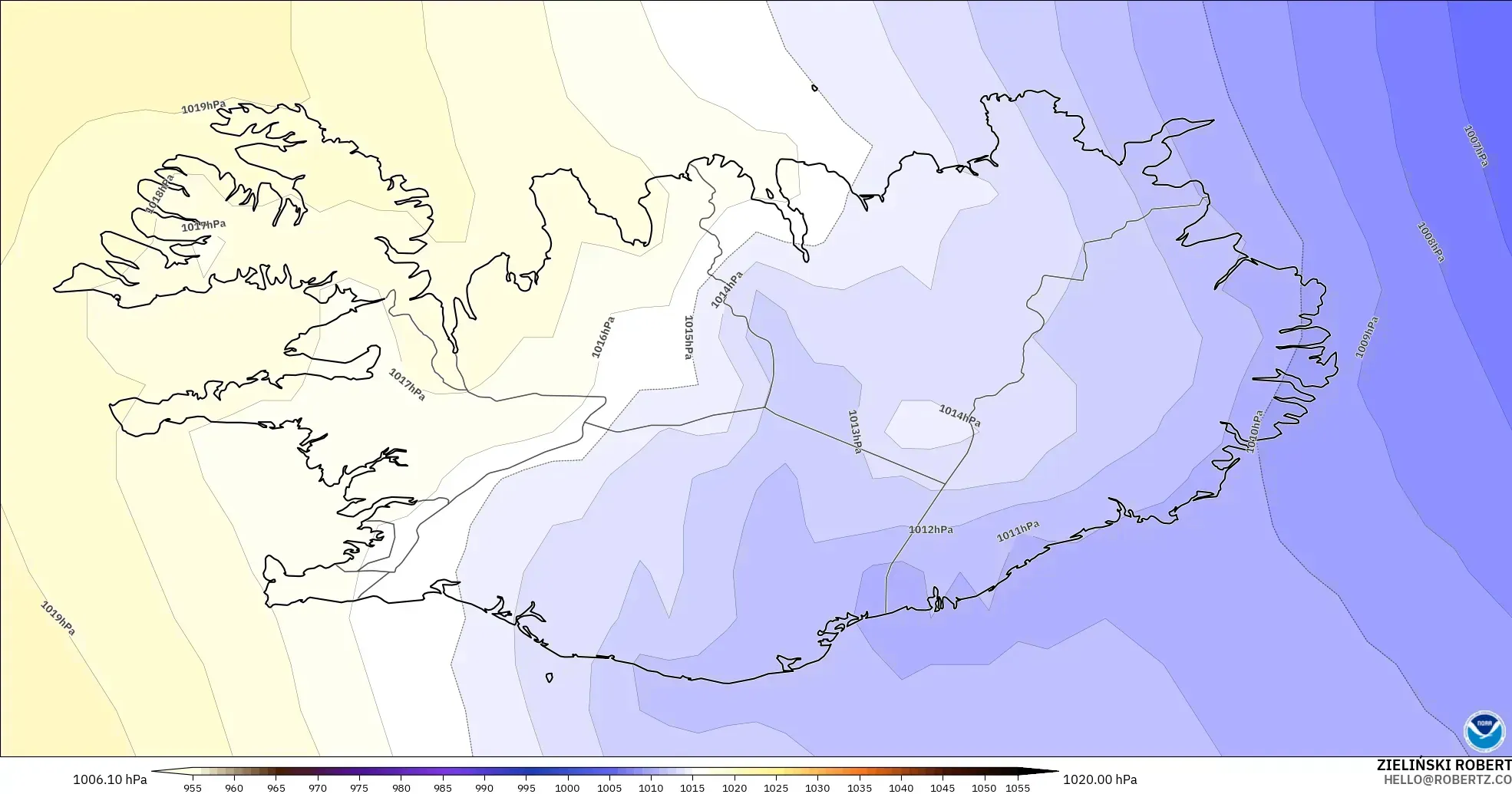 GFS model - İzlanda, Basınç