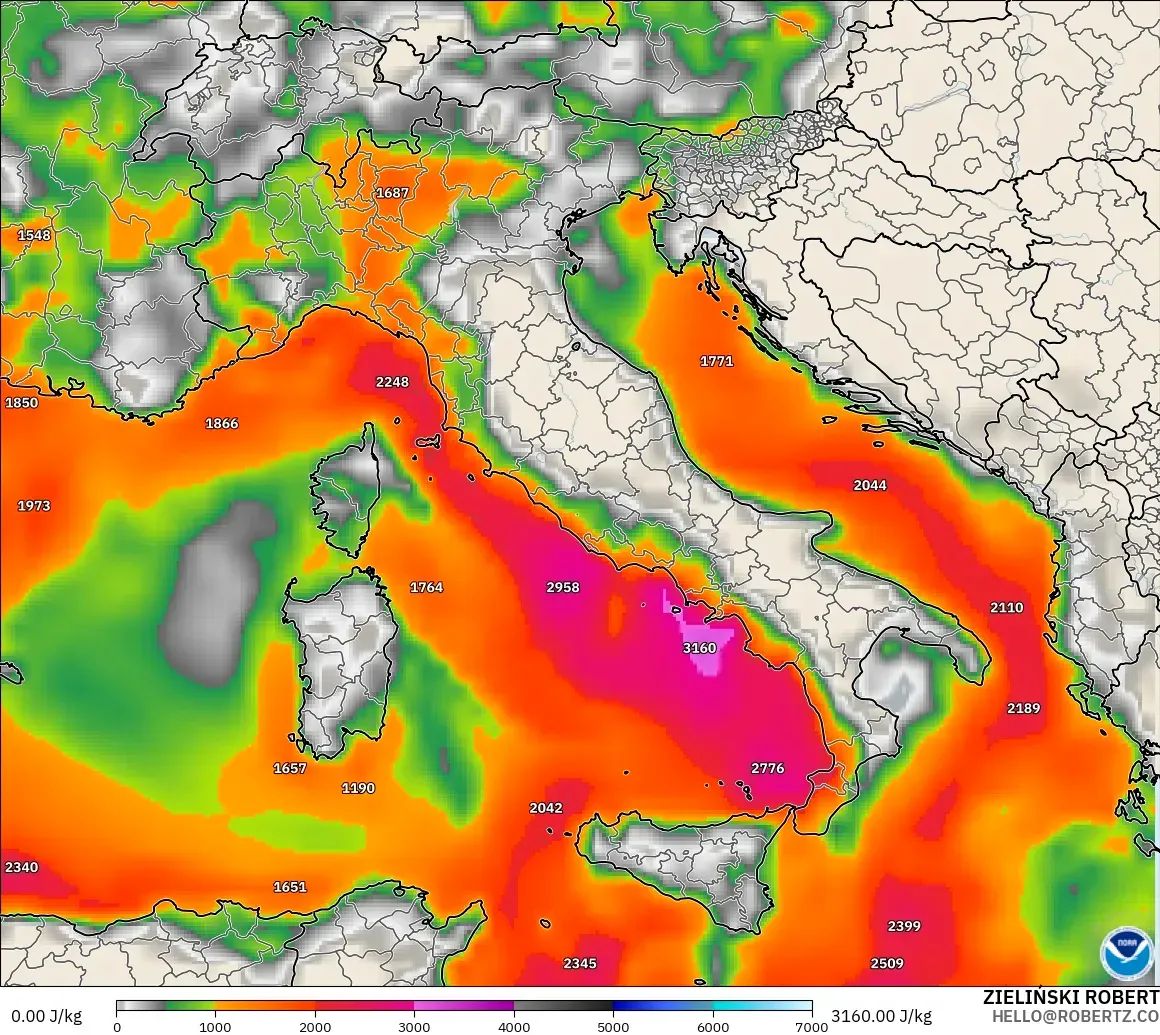 GFS model - İtalya, CAPE