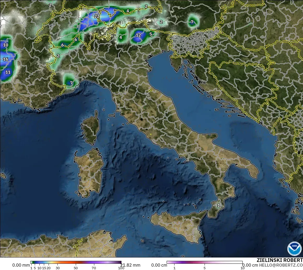 GFS model - İtalya, Yağış, Bulut ve Basınç
