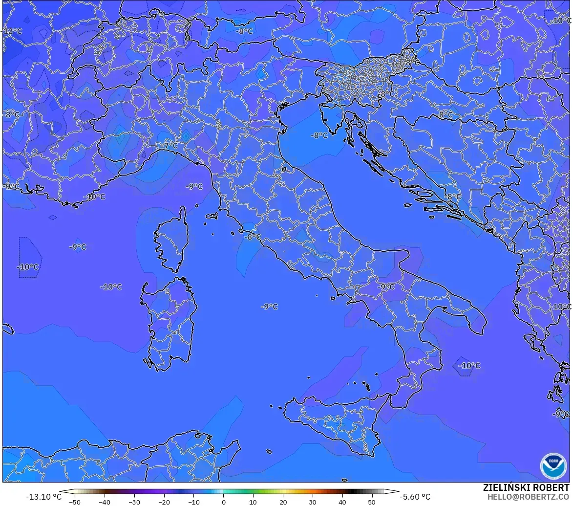 GFS model - İtalya, 500 hPa Sıcaklık