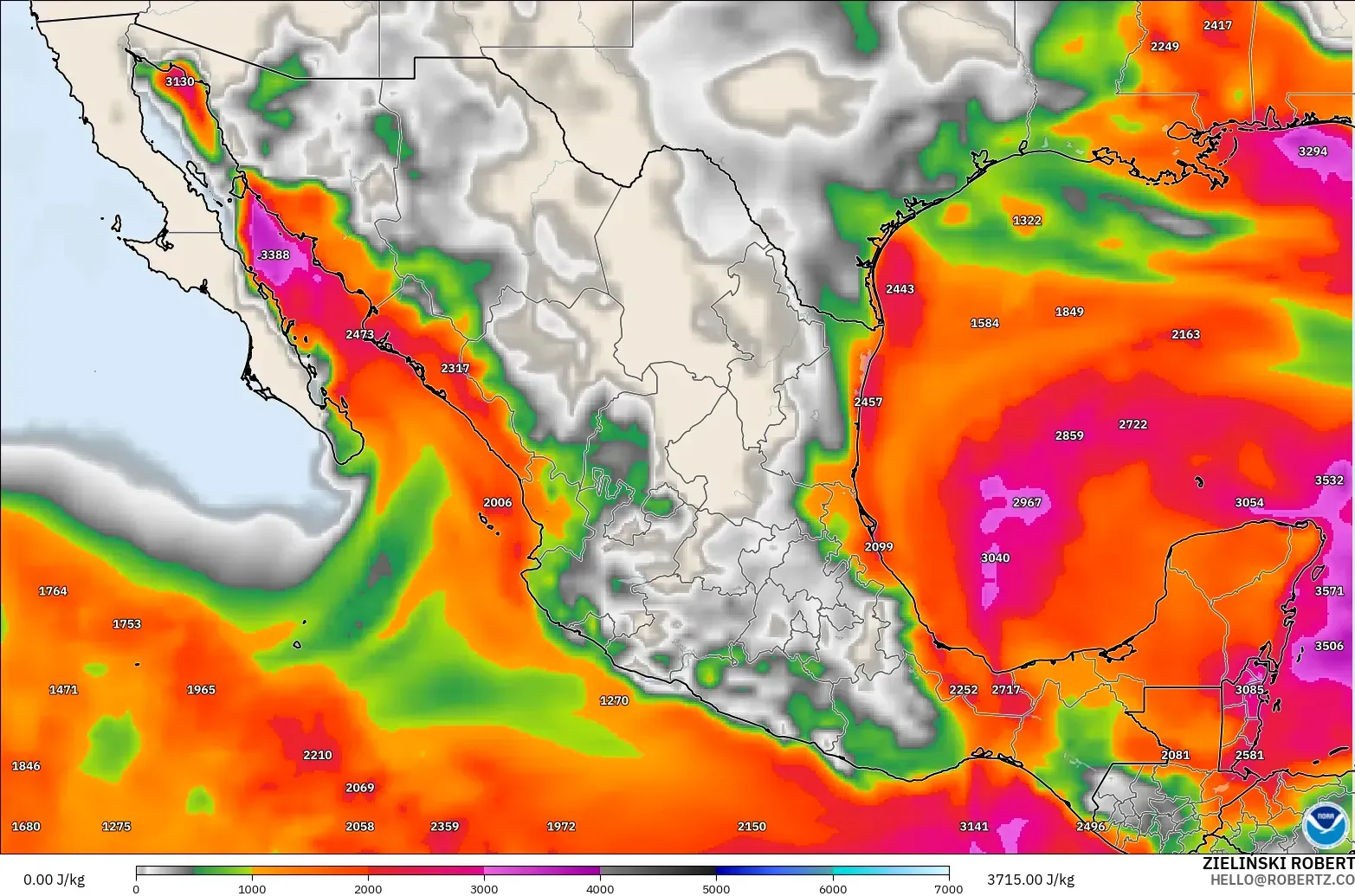 GFS model - Meksika, CAPE