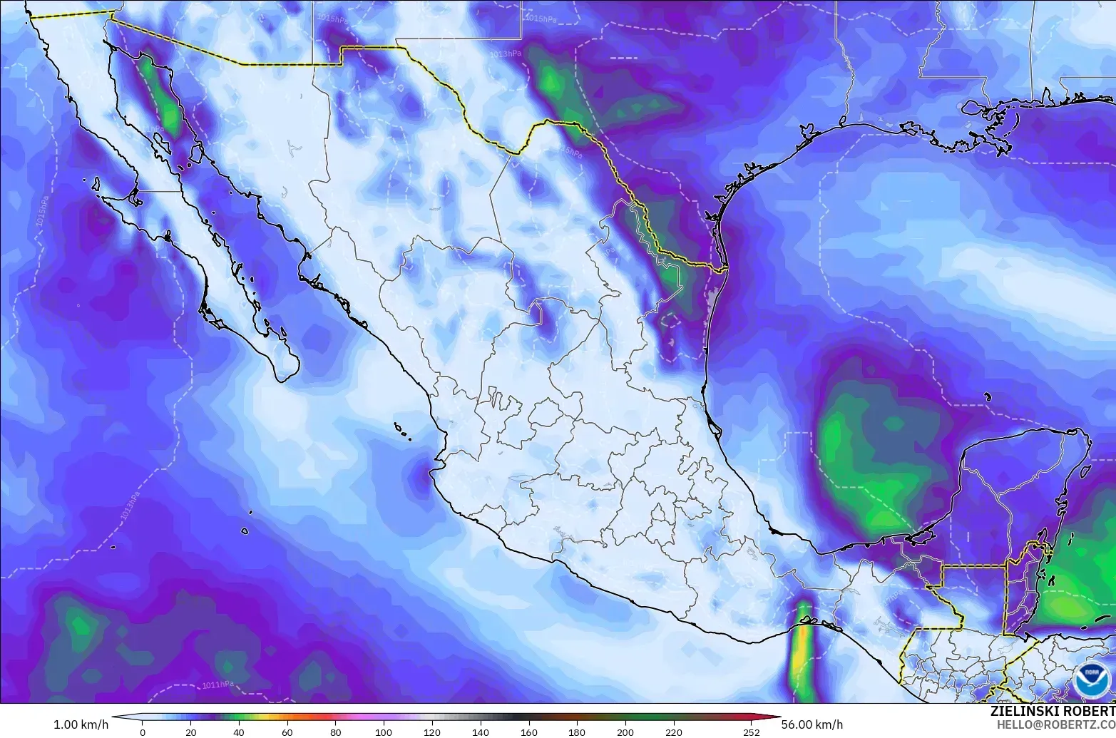 GFS model - Meksika, Rüzgâr Esintileri