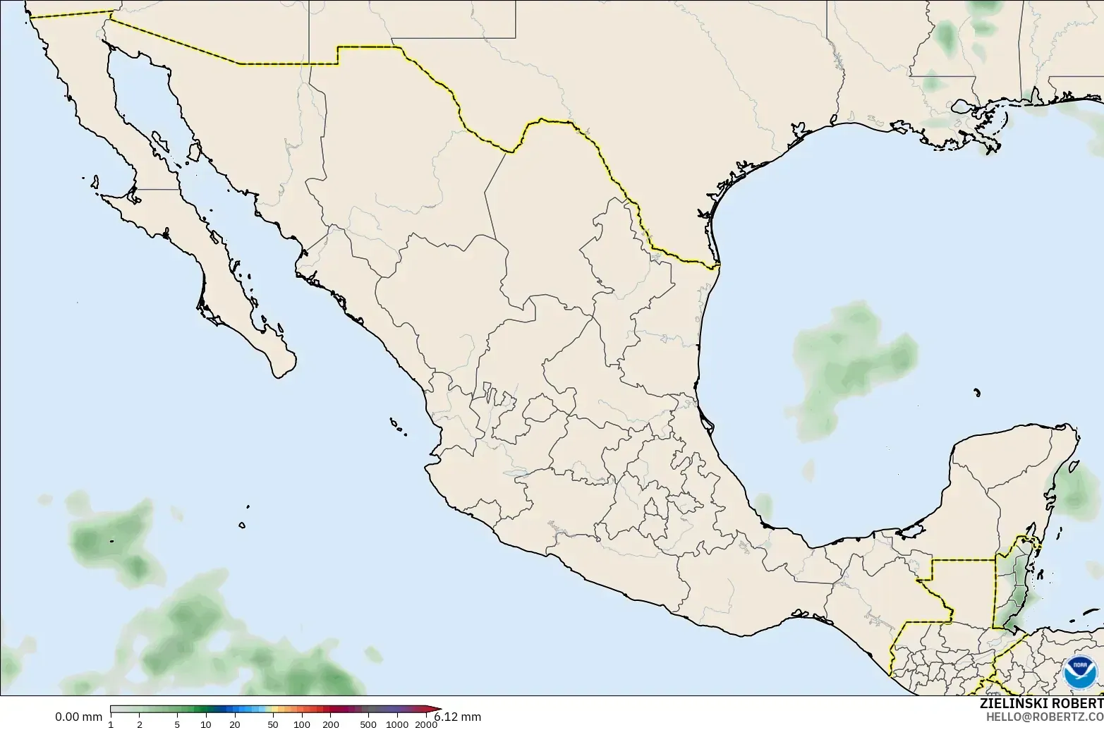 GFS model - Meksika, Yağış Birikimi