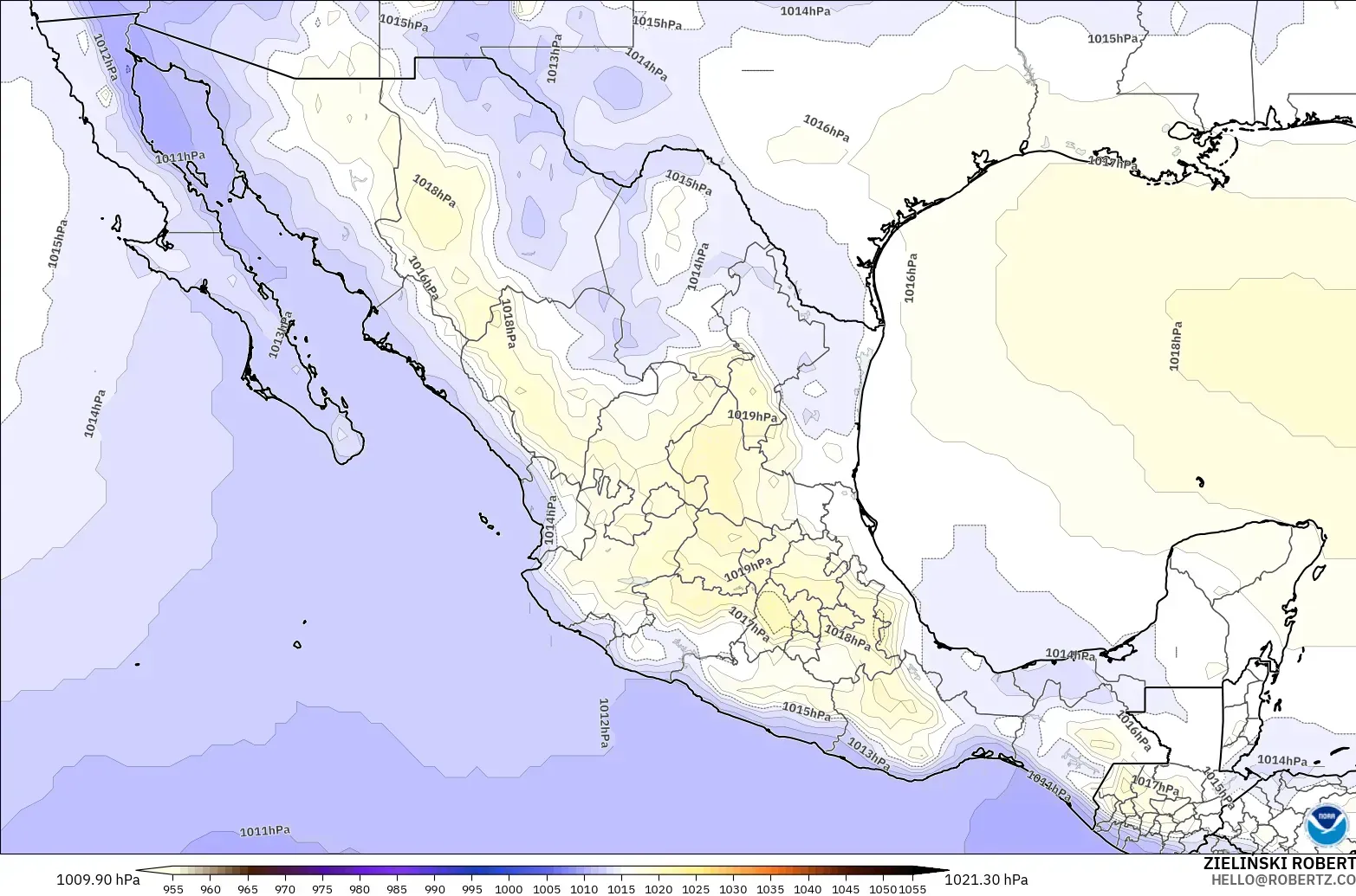 GFS model - Meksika, Basınç