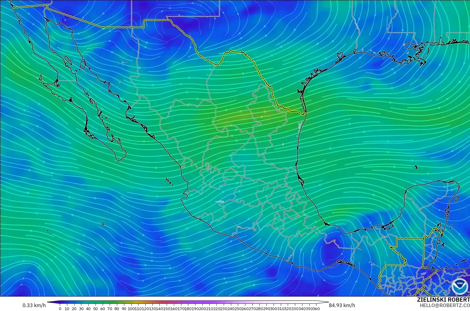GFS model - Meksika, 300 hPa Rüzgârı (jet)