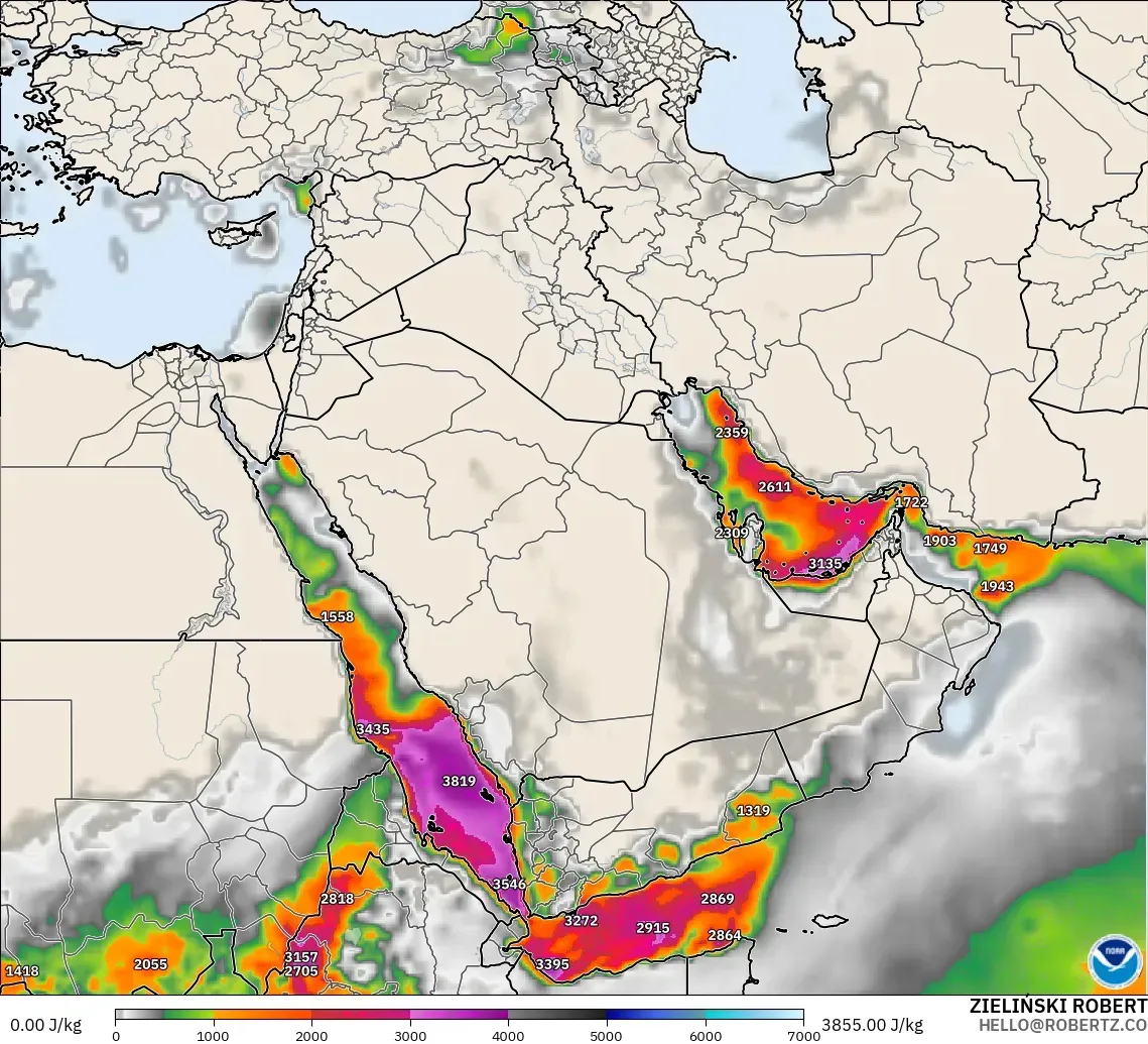GFS model - Orta Doğu, CAPE
