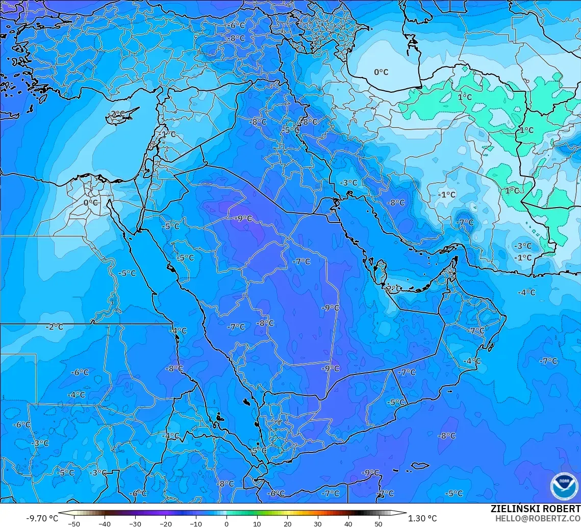 GFS model - Orta Doğu, 500 hPa Sıcaklık