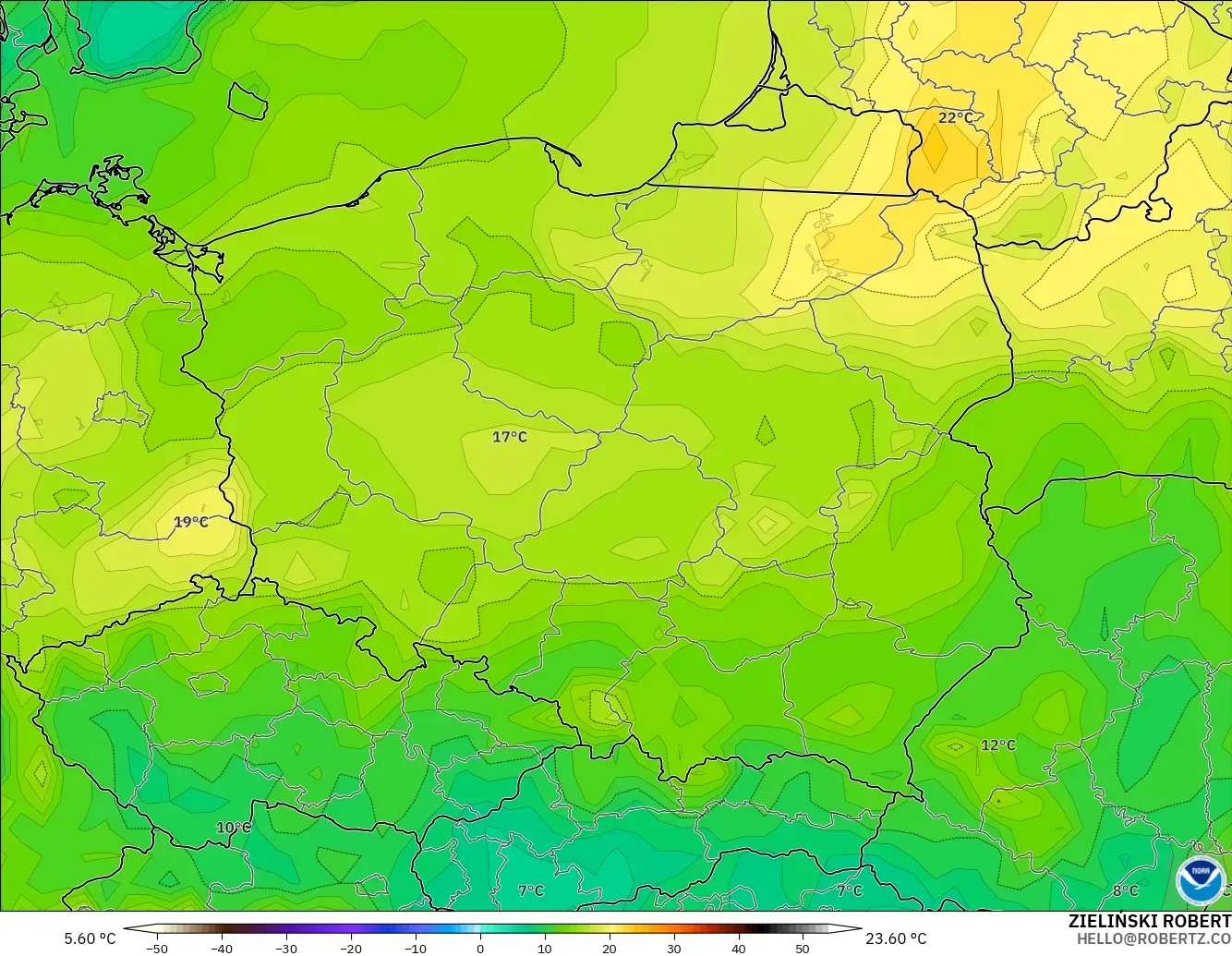 GFS model - Polonya, 2 m Çiy Noktası