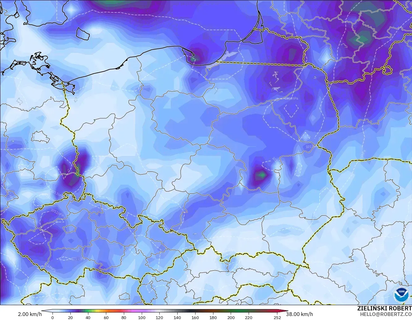 GFS model - Polonya, Rüzgâr Esintileri