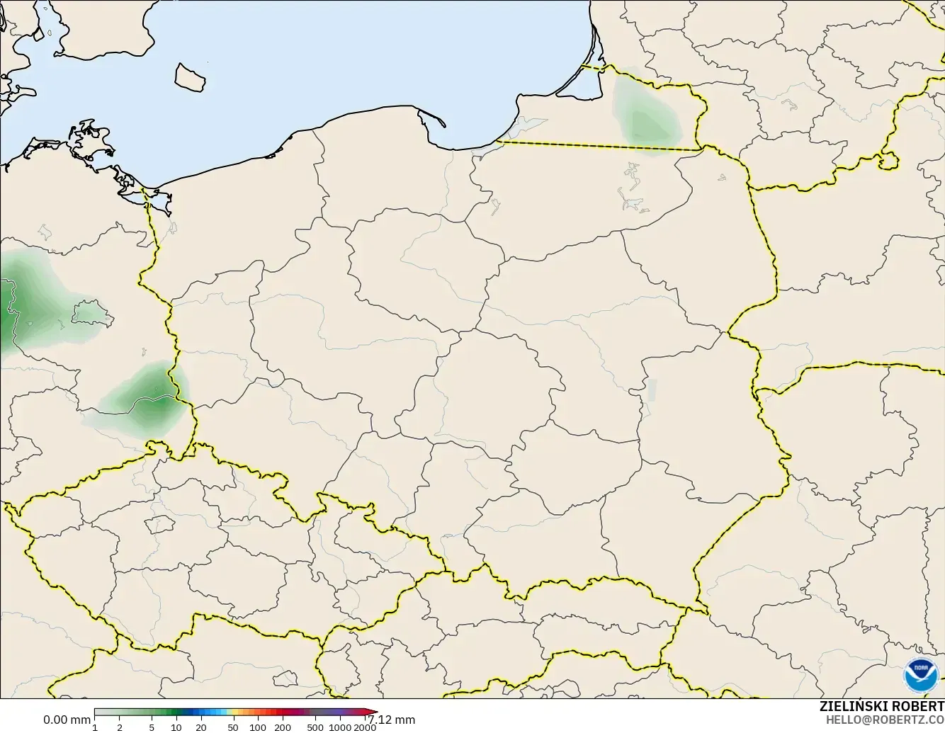 GFS model - Polonya, Yağış Birikimi