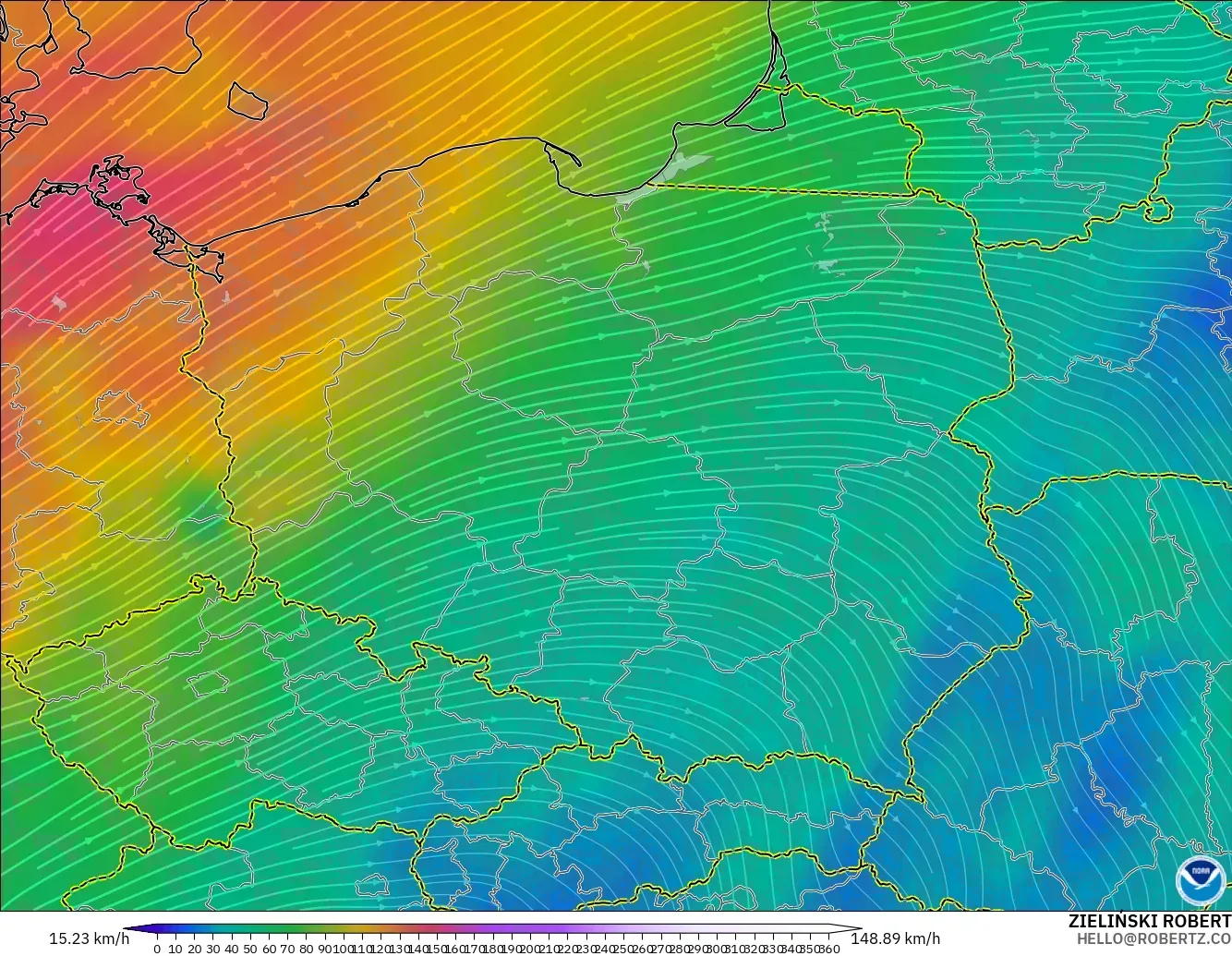 GFS model - Polonya, 300 hPa Rüzgârı (jet)