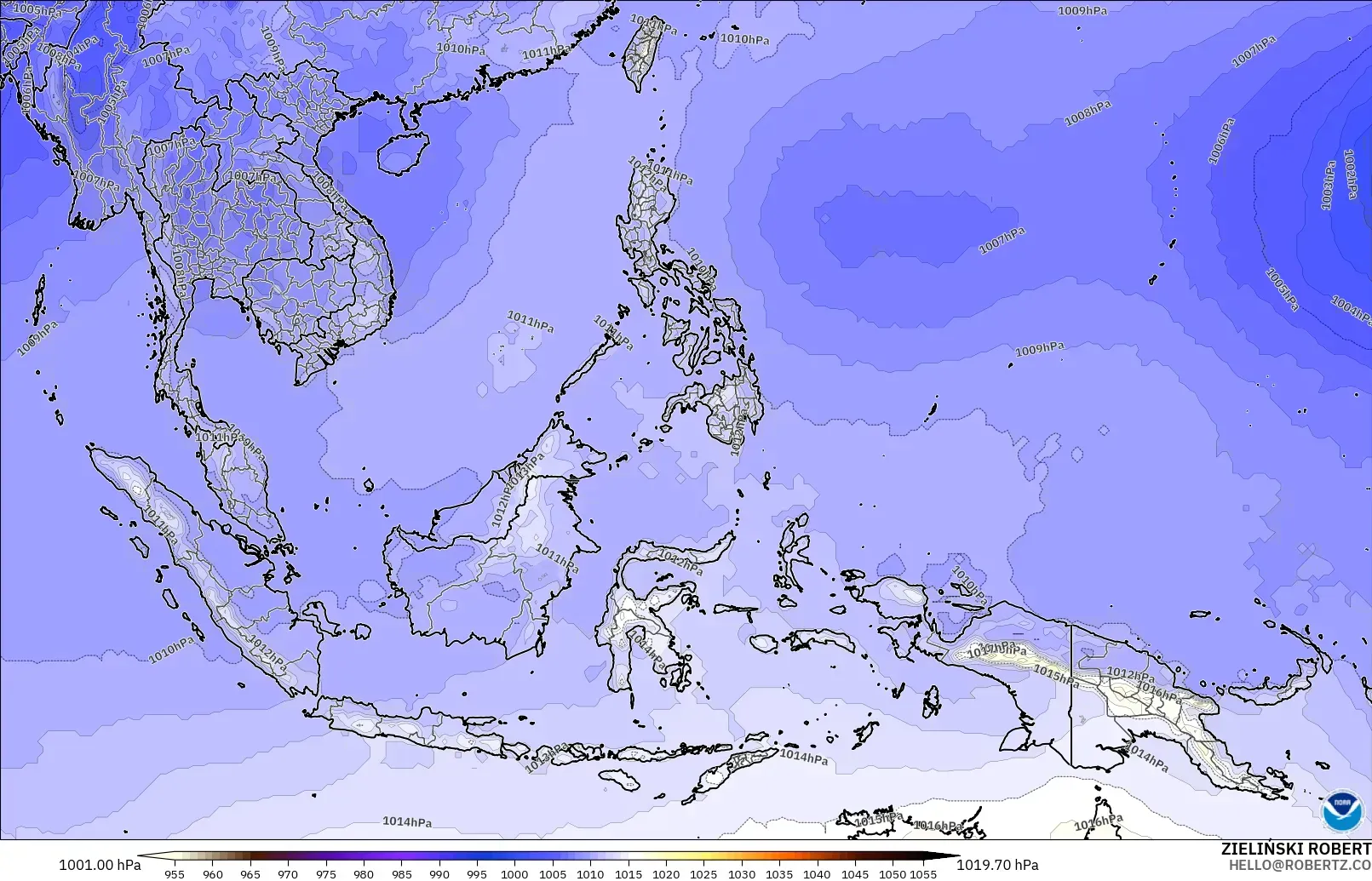GFS model - Güneydoğu Asya, Basınç