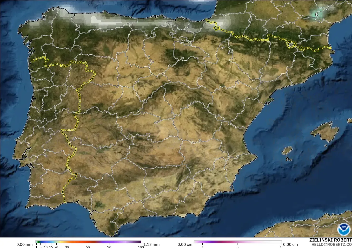 GFS model - İspanya, Yağış, Bulut ve Basınç