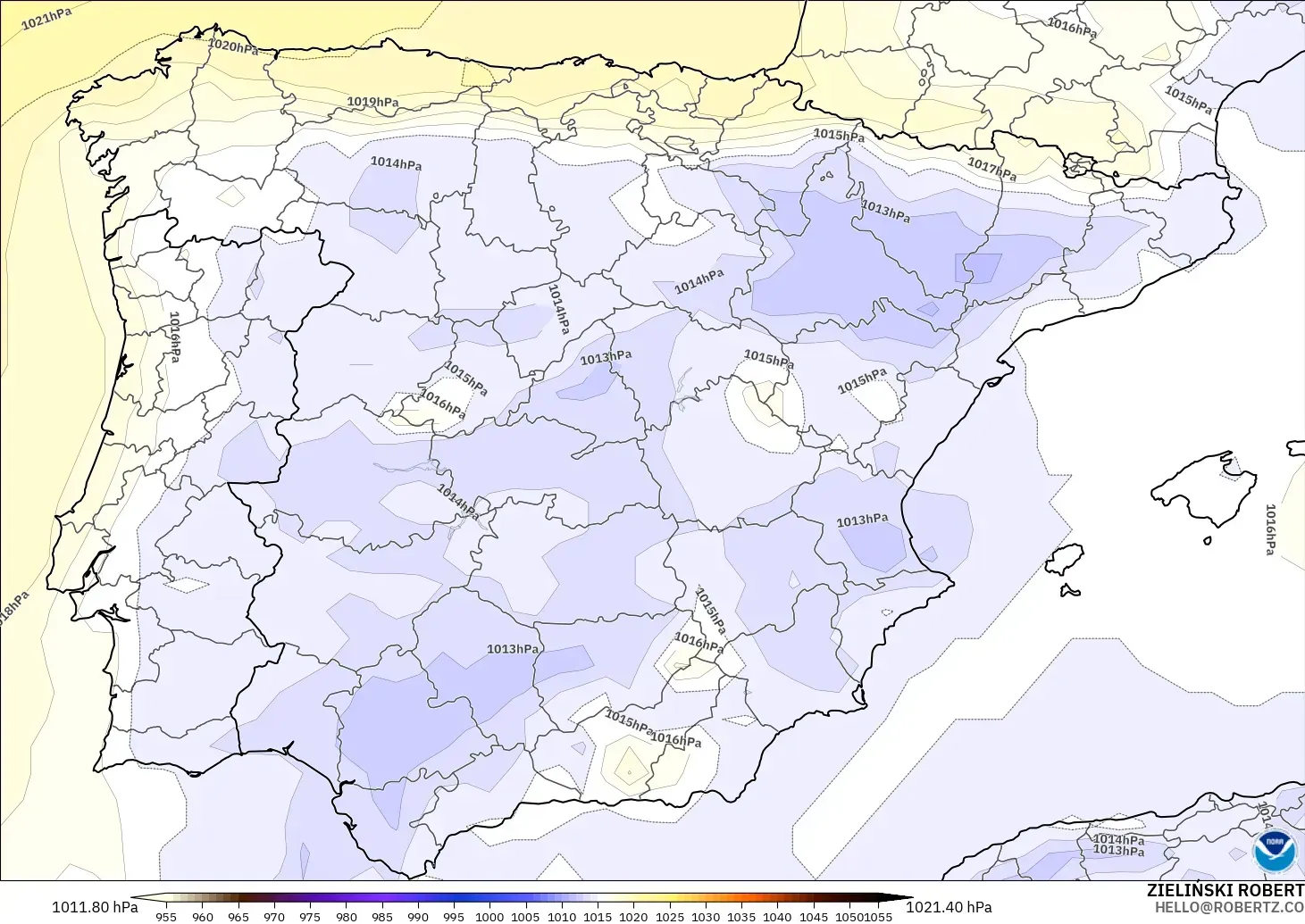 GFS model - İspanya, Basınç