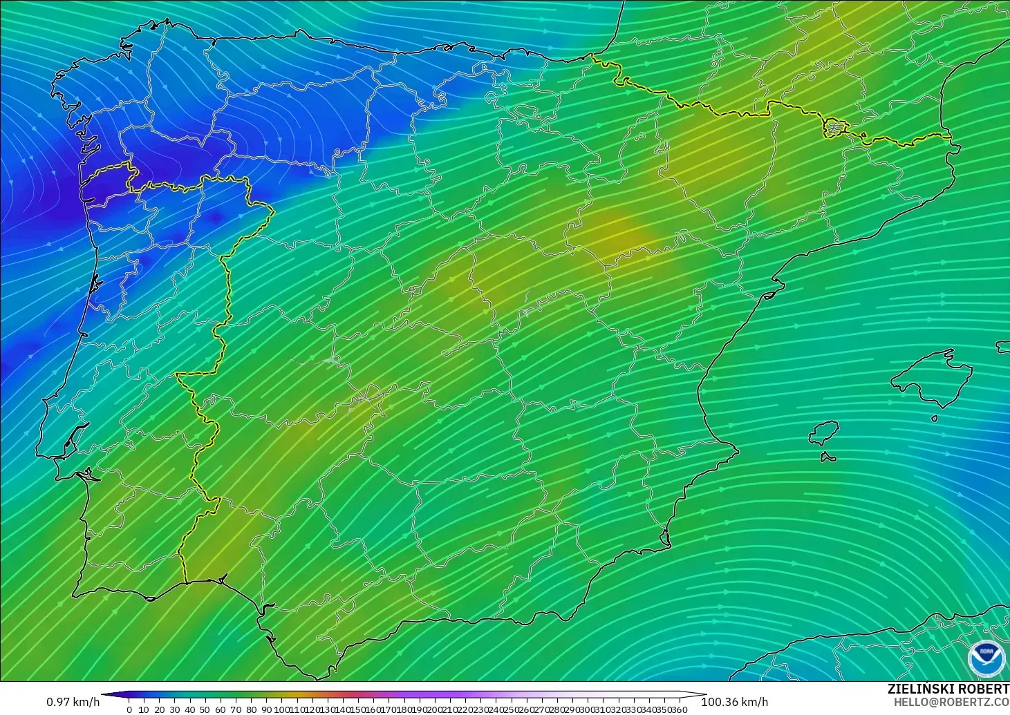 GFS model - İspanya, 300 hPa Rüzgârı (jet)
