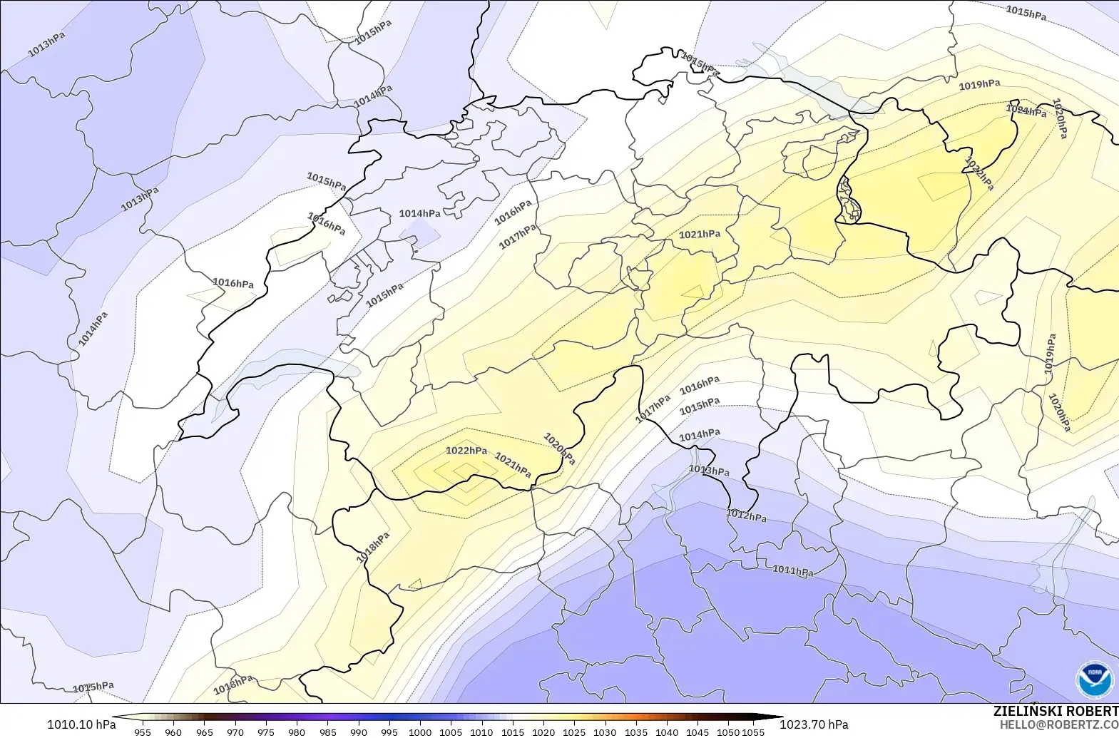 GFS model - İsviçre, Basınç