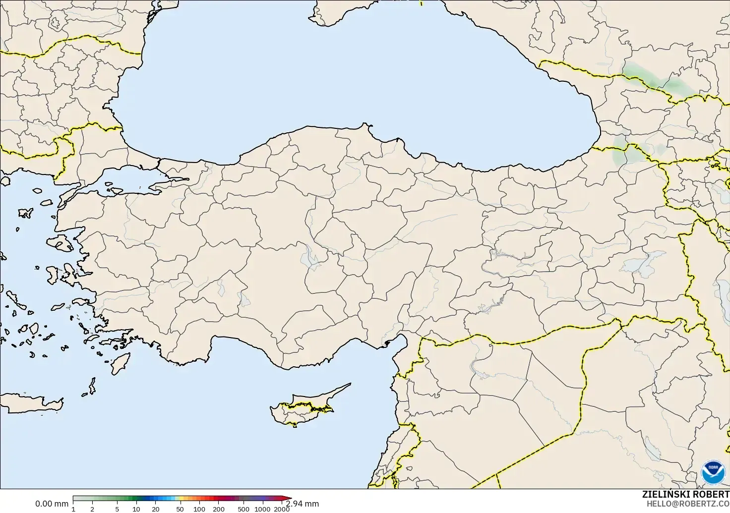 GFS model - Türkiye, Yağış Birikimi